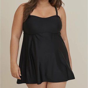 Torrid swim dress black swimsuit 3 3x 22 24 strapless bathing suit plus size nwt